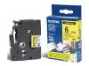 Ruban Brother noir/jaune 6mm TZE611 TZ611